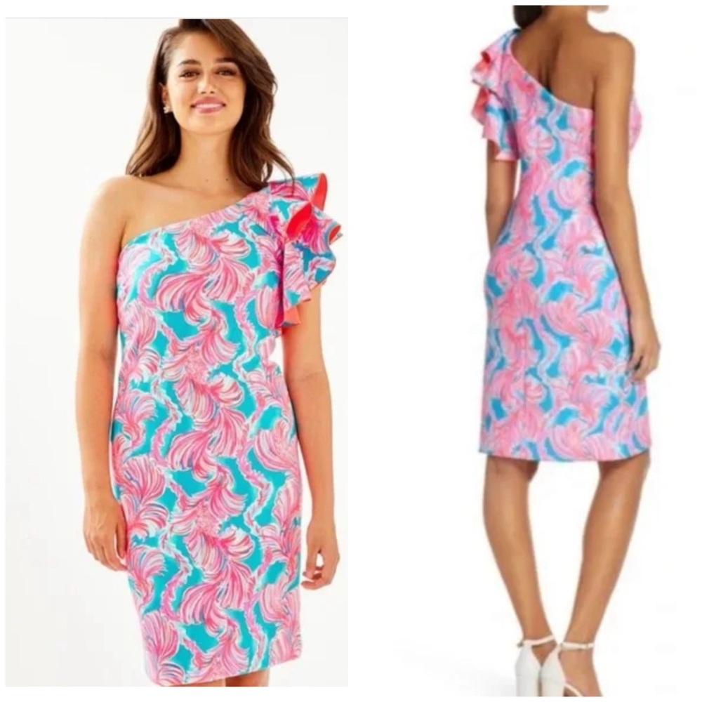 LILLY PULITZER Estrella Dress Size 8 NWT Bermuda Blue Turtle Eclipse